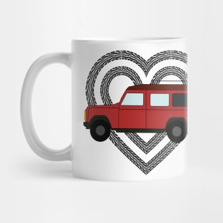 Double TireTrack Heart 4x4 off-road red vehicle all-terrain Mug